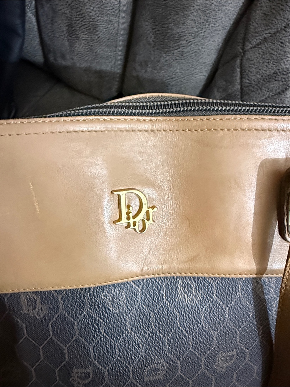 Dior- Vintage Brown & Tan Monogram Tote - Picture 5 of 7